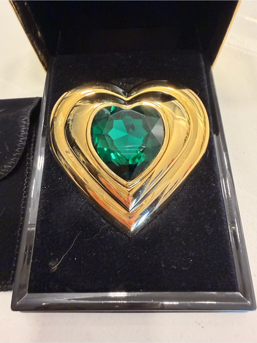 Vintage YSL Robert Goossens Jewel Powder Compact Green Heart